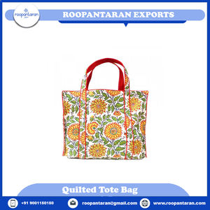 Venta directa de fábrica elegante bolso de mano de lino bloque de mano impreso acolchado de algodón suave bolso de noche acolchado - Product Image 6