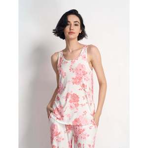 ชุดนอนผ้าสแปนเด็กซ์พรีเมียมแบบสั่งทำพิเศษ ลายดอกไม้ ลายสก็อต ผ้าถักนุ่มสบาย แต่งขอบด้วยผ้าไผ่ เอวยางยืดพร้อมเชือกผูก - Product Image 4