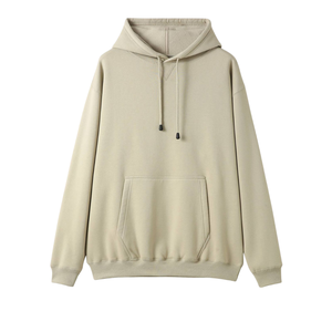 Sweat à capuche unisexe beige en molleton de coton premium, uni, décontracté, streetwear, coupe oversize, vente en gros - Product Image 1