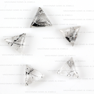 พลอยควอตซ์เจียระไนแบบหลวมทำจากทับทิมสีดำธรรมชาติเจียระไนทรงสามเหลี่ยมเทียบขนาด10มม. ผู้ผลิตขายส่ง - Product Image 5