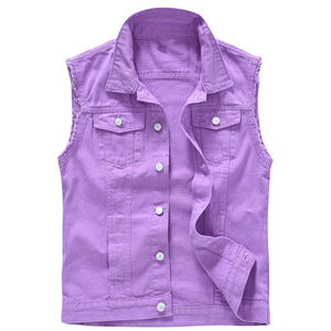 Chaleco Informal de Lona Vaquera para Hombre, Color Sólido, 100% Algodón, Transpirable, Prenda Exterior de Alta Calidad, Precio al por Mayor - Product Image 1