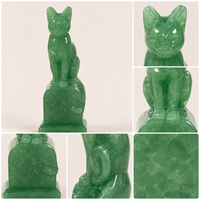 Sculpture de chat en cristal naturel poli à la main, style gothique, pour décoration d'Halloween, collection et cadeaux