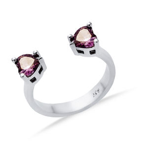 Coeur Coupe Améthyste CZ Pierre Conception Bague En Argent Réglable En Gros Turc Bijoux Faits À La Main - Product Image 3