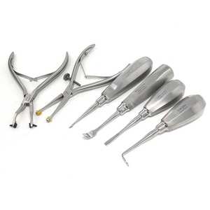 Kit d'instruments chirurgicaux professionnels réglables en acier inoxydable de 6 pièces pour l'extraction de couronnes dentaires : forceps, écarteurs, séparateurs et élévateurs - Product Image 1