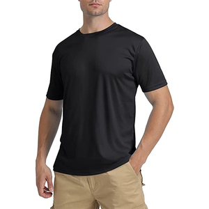 T-shirt décontracté à col rond pour homme, texture lisse, couleur unie, fournisseur OEM ODM, usine de vêtements en gros - Product Image 2