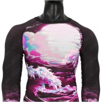 T-shirts pour hommes à manches longues, conçus sur mesure, en coton 100% écologique, à séchage rapide, pour la compression MMA et le BJJ
