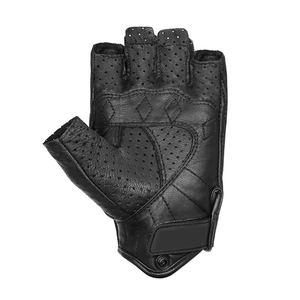 Guantes de moto de cuero sin dedos unisex con armadura de nudillos-Estilo liso para viajes y deportes al aire libre - Product Image 3