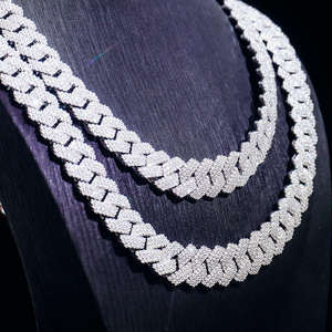 Cadena Cubana para Hombre, Cadena Cubana con Corte de Diamante Moissanite, Cadena Cubana de Plata de Ley 925, Cadena Cubana de Oro - Product Image 1