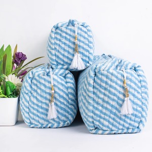 Block Printed <b>Large</b> Waterproof Vintage Case for <b>Bag</b> with Pockets <b>Large</b> Capacity for Travel & Makeup <b>Storage</b> - Product Image 2