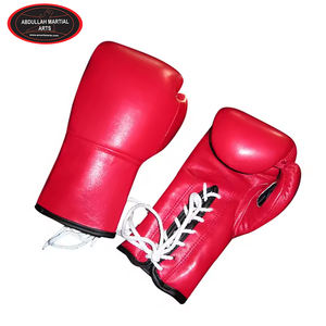 Dans une couleur unie bonne vente cuir PU meilleur fournisseur propre conception gants de boxe avec lacets par ABDULLAH ARTS MARTIAUX - Product Image 5