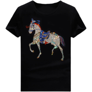 Camiseta de calle personalizada de alta calidad para hombre, Camiseta de algodón pesado con diamantes de imitación 220GSM - Product Image 2