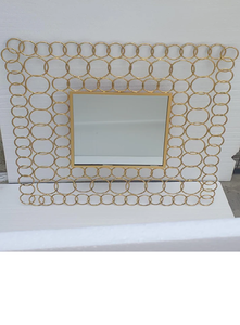 <b>Gold</b> <b>Circular</b> Metal Wall <b>Mirror</b> / Decorative Accent <b>Mirror</b> - Product Image 2