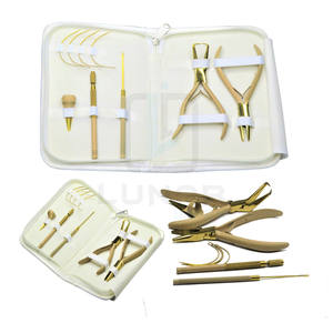 Latest Manufacturing <b>Small</b> Hair Extension Tools Kit in Tan Gold Plasma Color & White PVC Leather Case - Product Image 5