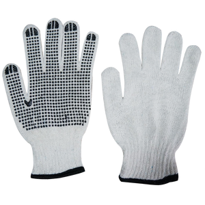 Gants de travail en coton tricoté de sécurité 7G 10 Gauge, avec paume en PVC noir à points antidérapants, mitaines en cuir bon marché rouge et bleu, vente en gros - Product Image 1