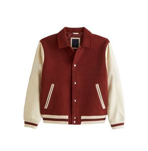 Chaqueta acolchada con mangas de piel y lana para carreras de calle vintage personalizada en talla grande OEM al por mayor, chaqueta universitaria personalizada para hombre - Product Image 1