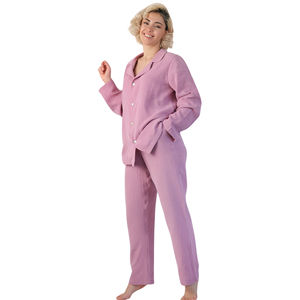 Hongbo Made In Turkey Classy Muslin <b>Pyjamas</b> Pajamas Sets For <b>Women</b> <b>Short</b> Tops Pants Home Casual Soft Pajamas Set - Product Image 2