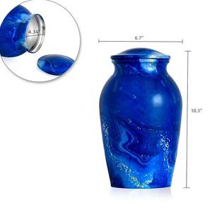 Urnes en métal bleu au design élégant et écologique pour les cendres humaines, urne funéraire pour adultes, urne commémorative, urne de crémation à grande capacité - Product Image 3