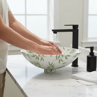 Lavabo de salle de bain moderne en aluminium noir avec design feuille de luxe, livraison rapide, en stock, directement de l'usine