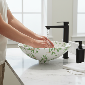 Lavabo de mesa de Metal negro con diseño de hojas, lavabo de baño moderno, tocador de Hotel, envío rápido, proveedor directo de fábrica en stock - Product Image 4