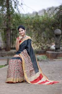 HERMOSO TUSSAR SEDA JARI BORDER SAREES CON BLUSA - Product Image 6