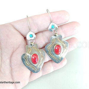 Pendientes Kuchi tradicionales Acabado en plata alemana Joyería tribal al por mayor hecha a mano - Product Image 3