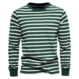 T-shirts pour hommes Simplicity Stripe Print T Shirt For Men Fashion Comfortable Cotton Long Sleeve T-shirt Leisure O-neck Pullover - Product Image 4