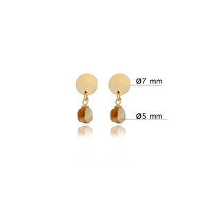 Boucles d'oreilles clous en forme de zircon rond, design simple, fabrication artisanale turque, vente en gros, bijoux en argent sterling 925 - Product Image 2