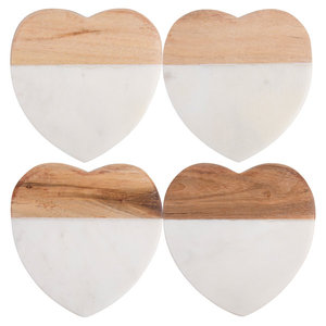 Meilleur sous-verre en forme de cœur en marbre et en bois pour la maison, la cuisine, la fête de mariage, la pierre et le noyer au prix de gros - Product Image 3