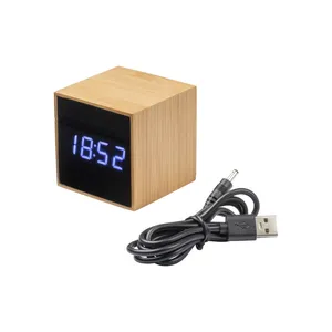 Personalized Bamboo <b>LED</b> Desk & Table Alarm <b>Clock</b> Unique Gadget - Product Image 3