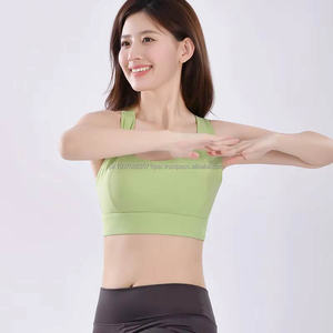 สปอร์ตบราโยคะสำหรับผู้หญิง คุณภาพสูง กันกระแทก รองรับดีเยี่ยม ดีไซน์เรียบง่าย สายไขว้ด้านหลัง ติดตะขอ ระบายอากาศได้ดี เหมาะสำหรับออกกำลังกาย - Product Image 4