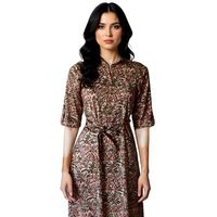 Robe longue à fleurs imprimée à la main pour femmes, 100% coton, décontractée, respirante, écologique, lavable, longueur genoux, style anglais, été