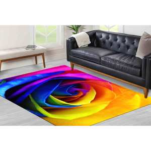 พรมพิมพ์ลายกุหลาบหลากสี, พรมห้องนั่งเล่นขนาดใหญ่ลายดอกไม้เชนิลล์แบบสั่งทำพิเศษ, พรมบางแบบไม่ถักทอ - Product Image 1