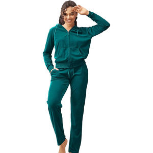 Sweat à capuche en velours pour dames avec fermeture éclair et manches longues coupe ajustée pour extérieur sweat à capuche en velours avec poches vente en gros - Product Image 5