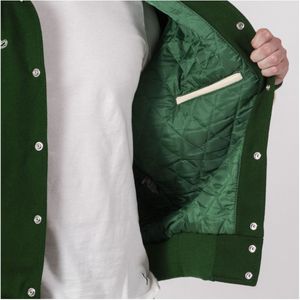 Veste universitaire d'hiver pour hommes de baseball universitaire, de haute qualité, vintage, patchwork en toile, col montant, longueur régulière, écologique - Product Image 3