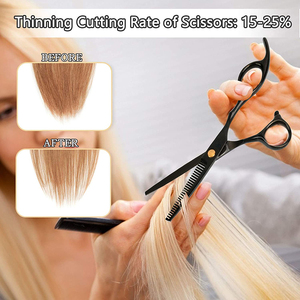 กรรไกรตัดผมสแตนเลส6.5นิ้วสีดำเคลือบพร้อมกระเป๋าหนัง - Product Image 2