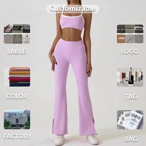 Conjunto de Yoga de 2 Piezas con Sujetador Deportivo y Pantalones Acampanados, Ligero, Elástico, Transpirable y Ecológico - Product Image 4