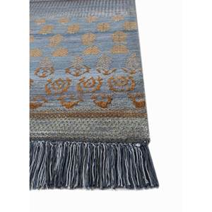 Tapis en laine et soie noué à la main Manchaha LSB-07 bleu, motif géométrique rectangulaire, pour la maison, le salon, la chambre, le couloir, tapis puzzle - Product Image 4