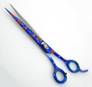 กรรไกรตัดขนสุนัขแบบแฮนด์เมดสเตนเลสใบมีดโค้งตรงทนทานสำหรับกำจัดขนแมวและสุนัข - Product Image 5