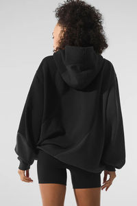 Sweat à capuche oversize personnalisé pour femme, style coréen, en molleton de coton, avec logo imprimé sur le devant et doublure intégrée - Product Image 2