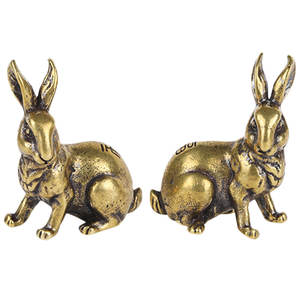 Laiton Antique lapins lapin Sculpture ensemble artisanat coulé doré lapin Sculpture objets pâques décoration artisanat - Product Image 6