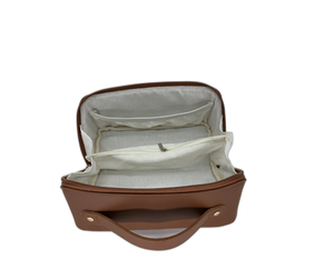 Venta al por mayor de bolsas de cosméticos Simili de viaje 2024 con logotipo personalizado PU Material Color marrón claro bolsa de cosméticos de maquillaje con cremallera - Product Image 2