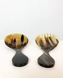 Cubiertos de cuerno para ensalada de la mejor calidad, cubiertos para ensalada con mango largo, Metal Juego de 2 de utensilios de cocina de alta calidad, cubiertos - Product Image 2