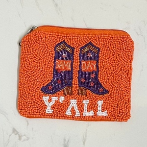 Green white Colour High Quality Cowboy Beaded <b>Pouch</b> Handcrafted Western <b>Mini</b> Coin Purse Zipper Closure Canvas Material - Product Image 4