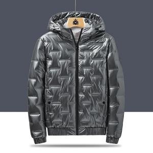 Veste de canard pour homme épaisse et chaude Hip Hop Streetwear Manteau bouffant Col à capuche Tissu brillant Randonnée en plein air à la mode Look couplé - Product Image 1