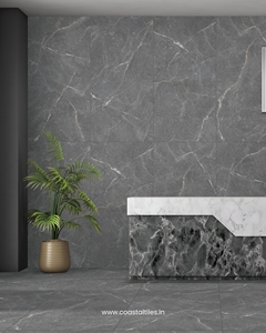 Carnico Grey 24x48, Colección de Azulejos de Porcelana con Acabado Gloster, Azulejos Vitrificados de Primera Calidad, Diseño Moderno, Azulejos Costeros, India - Product Image 2