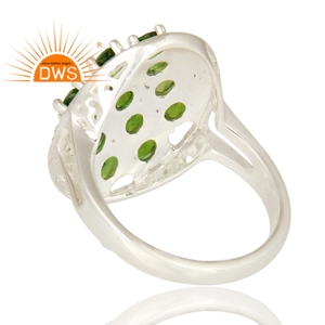 แหวนไดออปไซด์และพลอยเพอริดอททำจากโครเมี่ยมธรรมชาติเงินสเตอร์ลิงสำหรับผู้ผลิตเครื่องประดับแบบปรับแต่งได้ - Product Image 3