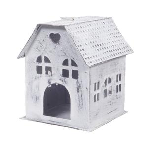 Maison d'oiseau design gris rustique fait à la main cabane suspendue décorative en métal galvanisé pour la maison ou l'ornement de Noël - Product Image 5