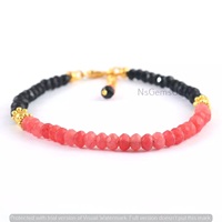 Bracelet HAYAAT GEMS unisexe en pierres précieuses brutes, perles facettées, plaqué or 10K et argent, rubis et spinelle noire, cadeau idéal