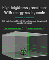 Niveau laser professionnel de construction en gros, écran LCD, 4D, 16 lignes, lumière verte, auto-nivelant, télécommande, mode impulsion