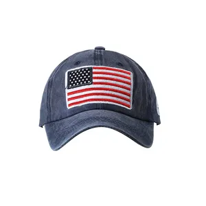 도매 전체 맞춤형 5 패널 3D 자수 야구 모자 야외 스포츠 남자 모자 미국 국기 야구 모자 미국 국기